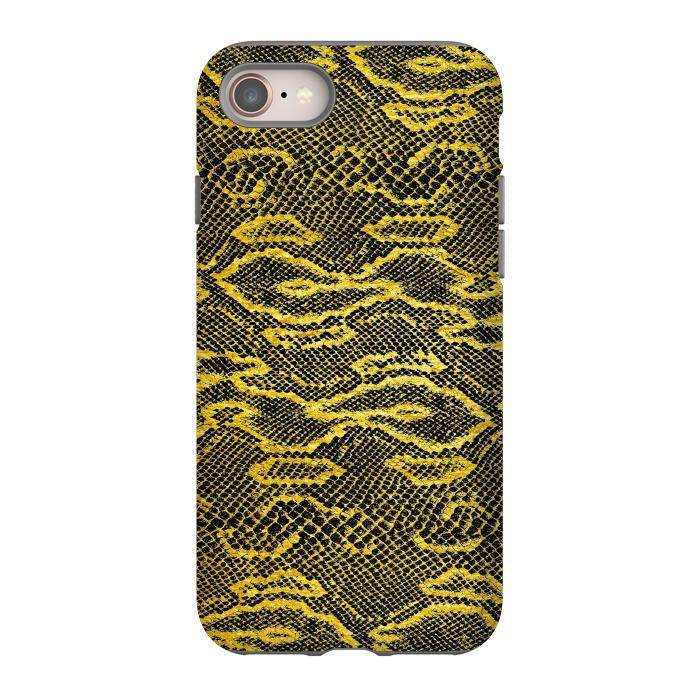 iPhone 8 StrongFit Black and Gold Snake Skin I by Art Design Works