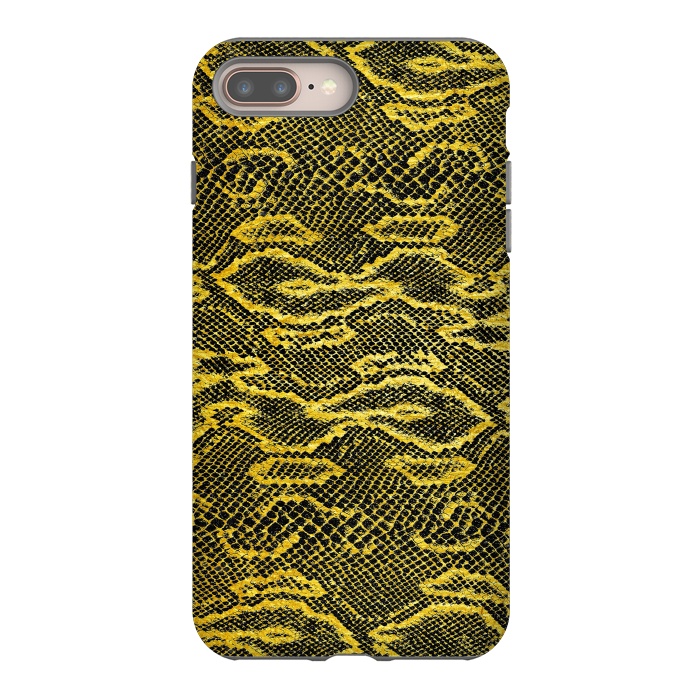 iPhone 8 plus StrongFit Black and Gold Snake Skin I by Art Design Works
