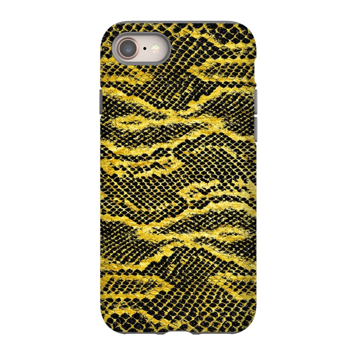 iPhone 8 StrongFit Black and Gold Snake Skin II by Art Design Works