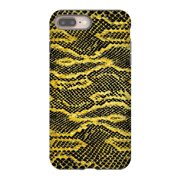 iPhone 8 plus StrongFit Black and Gold Snake Skin II by Art Design Works