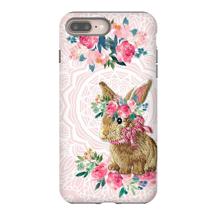 iPhone 8 plus StrongFit Flower Friends Bunny by Monika Strigel