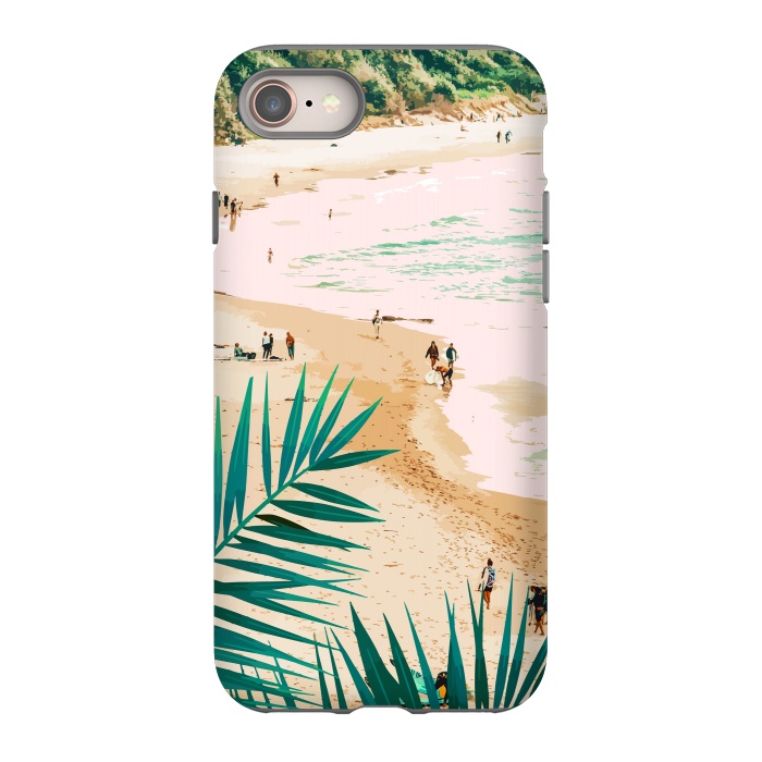 iPhone 8 StrongFit Beach Weekend | Pastel Ocean Sea Tropical Travel | Scenic Sand Palm People Boho Vacation by Uma Prabhakar Gokhale