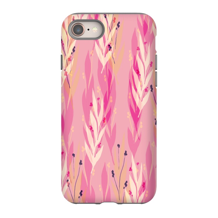 iPhone 8 StrongFit pink leaf pattern by MALLIKA