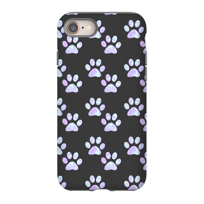 iPhone 8 StrongFit Pastel Paw Prints Pattern by Julie Erin Designs