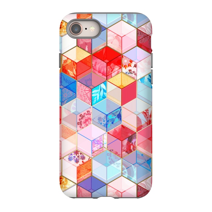 iPhone 8 StrongFit Ruby and Topaz Kaleidoscope Cubes by Micklyn Le Feuvre