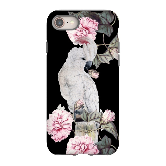 iPhone 8 StrongFit Nostalgic White Cockatoo With Pink Flowers by  Utart