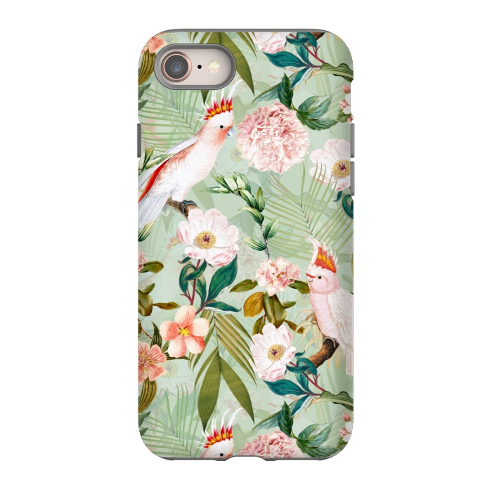 iPhone 8 StrongFit Vintage Cockatoos Flowers Jungle by  Utart