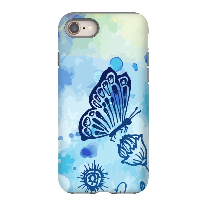 iPhone 8 StrongFit BLUE SHADED BUTTERFLY PATTERN by MALLIKA