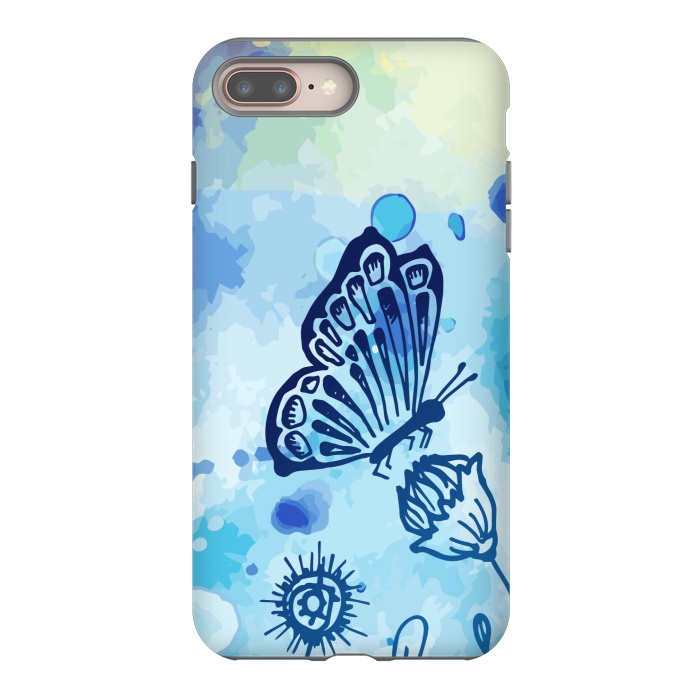 iPhone 8 plus StrongFit BLUE SHADED BUTTERFLY PATTERN by MALLIKA