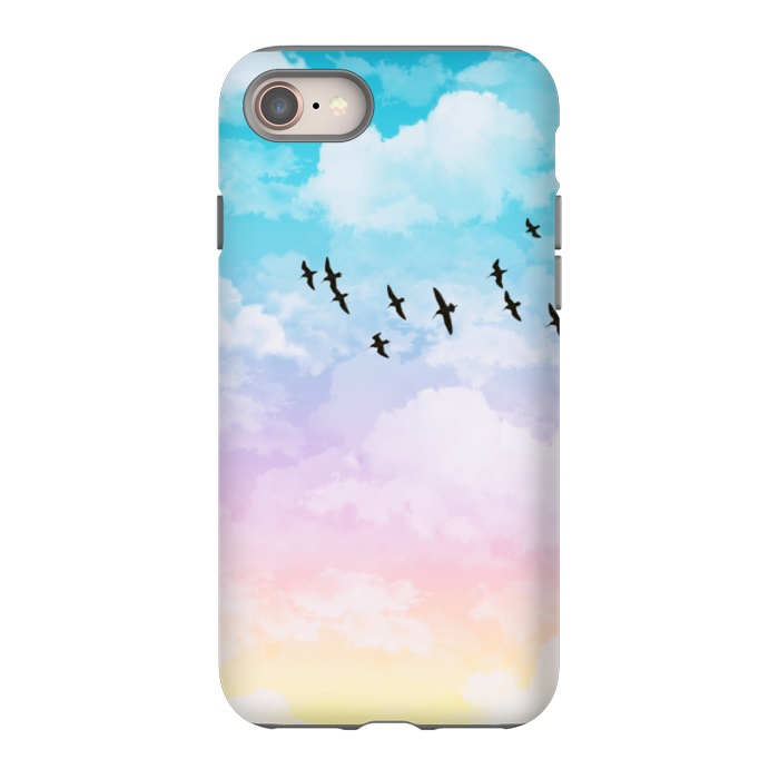 iPhone 8 StrongFit Pastel Clouds with Birds by Julie Erin Designs