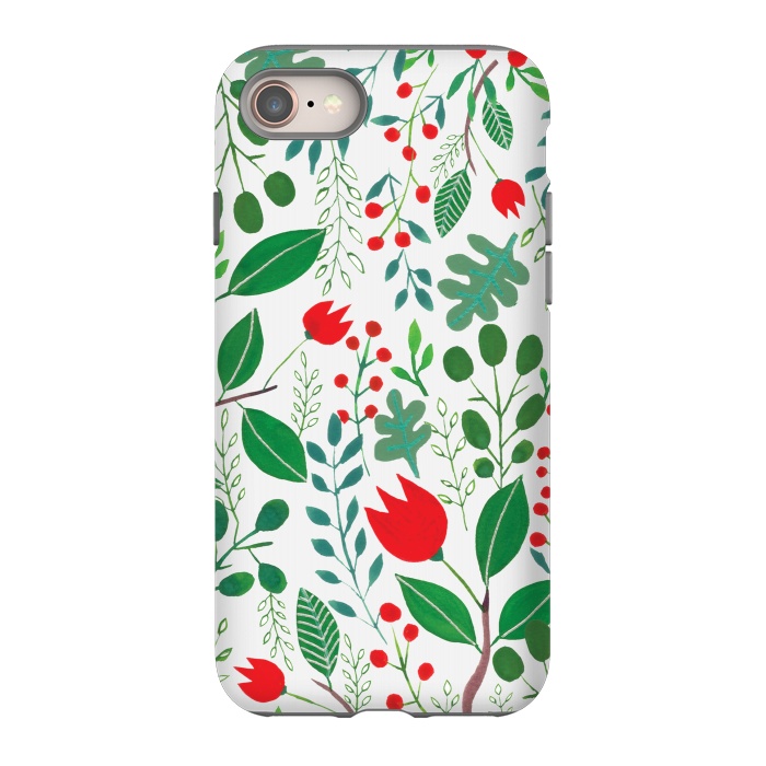iPhone 8 StrongFit Christmas Floral White by Hanny Agustine