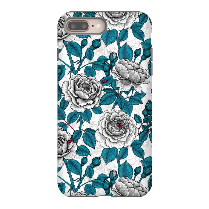 iPhone 8 plus StrongFit  White roses and ladybugs by Katerina Kirilova