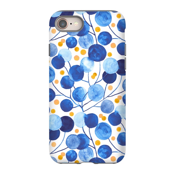 iPhone 8 StrongFit Pompom Plants in Cobalt & Gold by Tigatiga