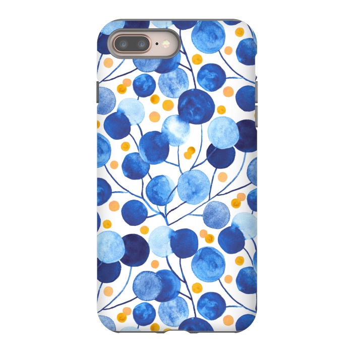 iPhone 8 plus StrongFit Pompom Plants in Cobalt & Gold by Tigatiga