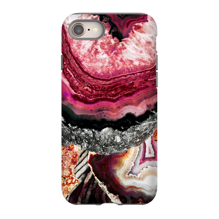 iPhone 8 StrongFit Vibrant pink gold agate geode stones by Oana 