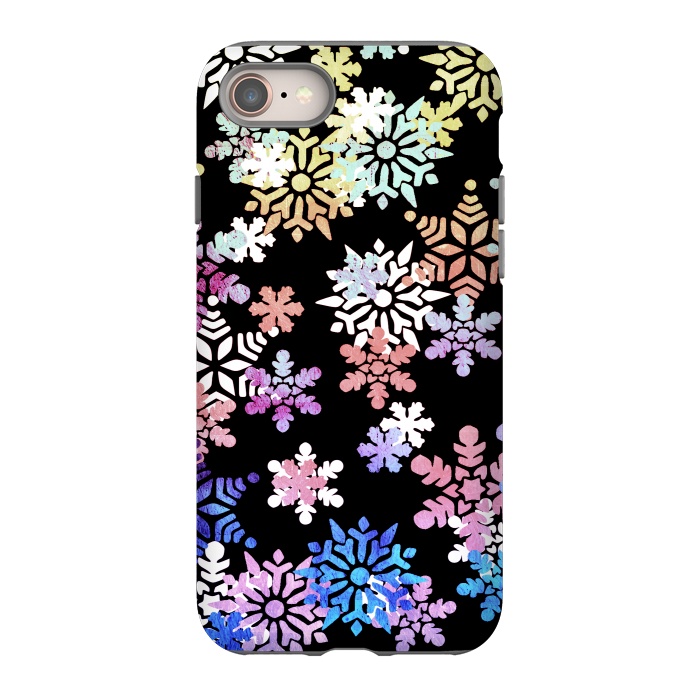 iPhone 8 StrongFit Rainbow colourful snowflakes Christmas pattern by Oana 