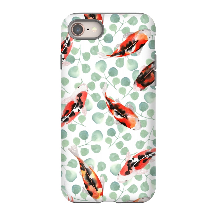 iPhone 8 StrongFit Koi fish. White pattern by Julia Badeeva