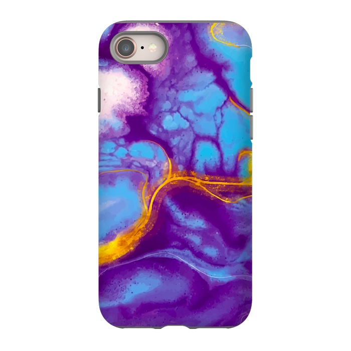 iPhone 8 StrongFit blue purple gold marble by haroulita
