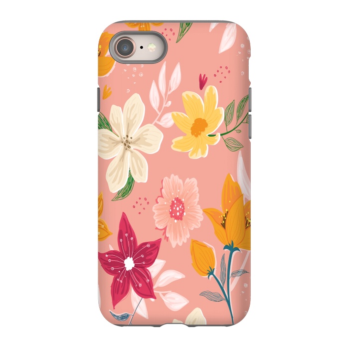 iPhone 8 StrongFit peach floral print by MALLIKA