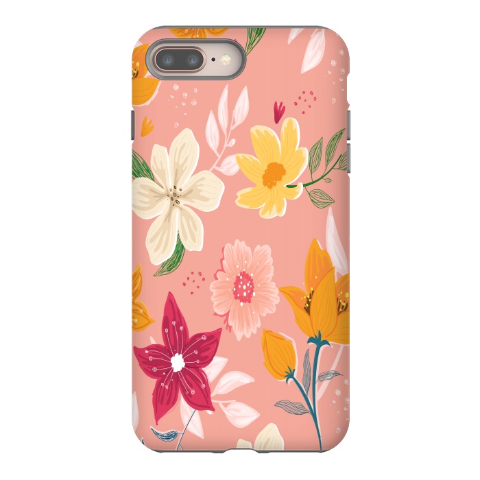 iPhone 8 plus StrongFit peach floral print by MALLIKA