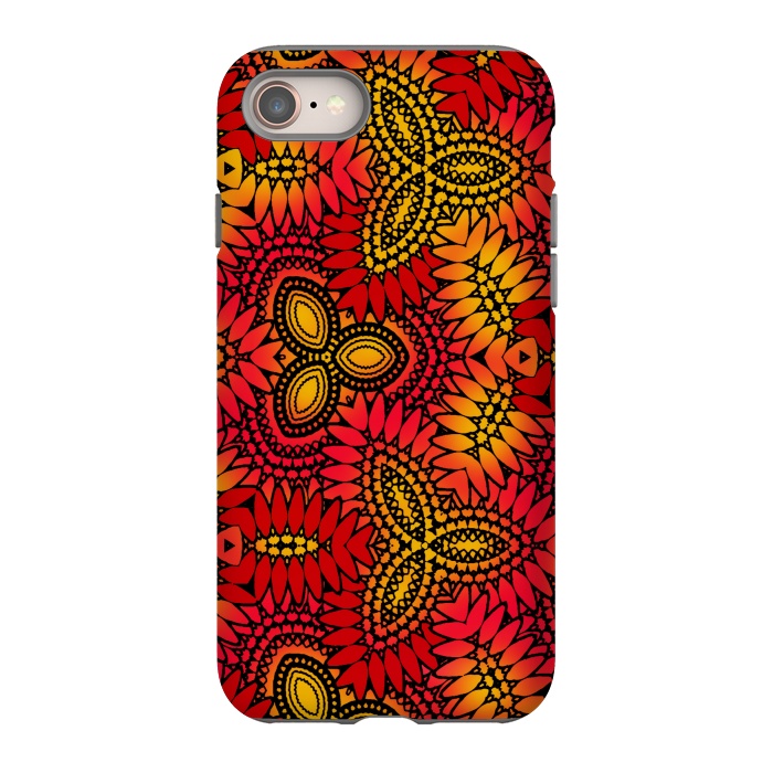 iPhone 8 StrongFit Mandala style red and yellow decorative design by Josie
