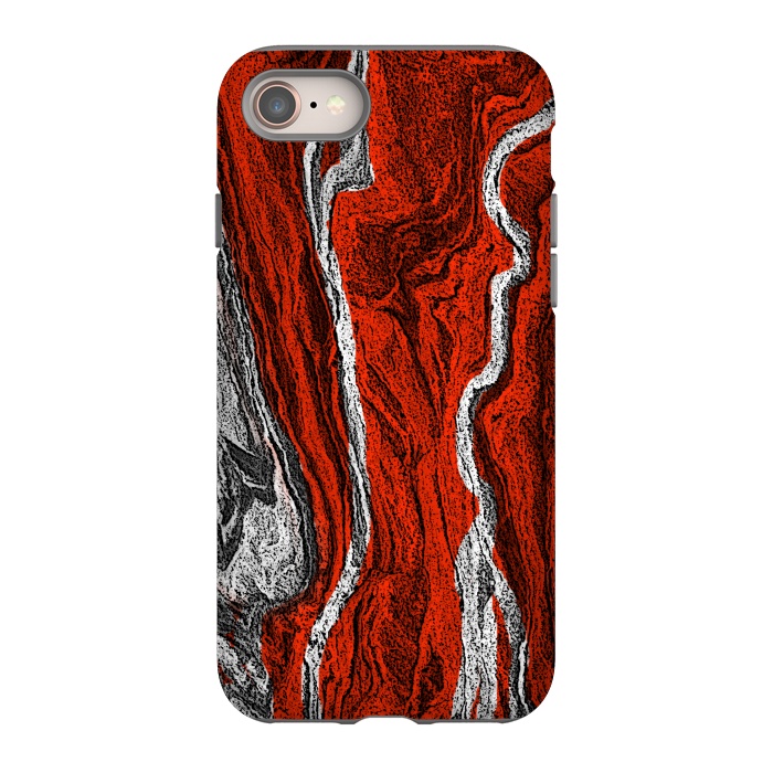 iPhone 8 StrongFit Red and white marble texture design by Josie