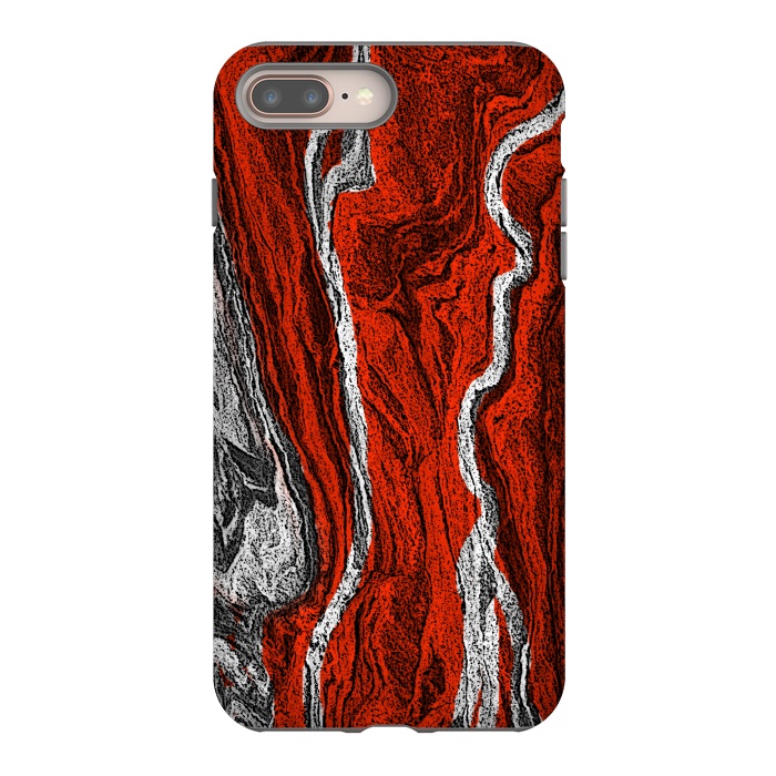 iPhone 8 plus StrongFit Red and white marble texture design by Josie