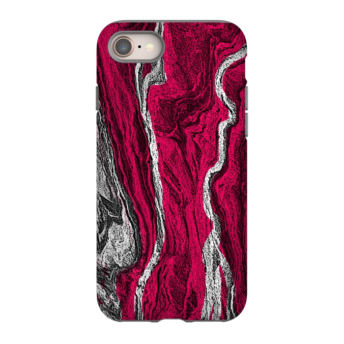 iPhone 8 StrongFit Pink and white marble textured design by Josie