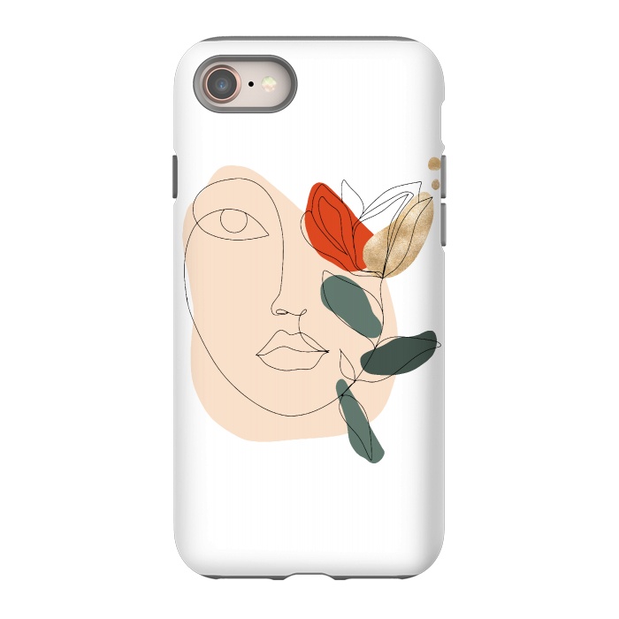 iPhone 8 StrongFit Lineart Face Floral  by DaDo ART