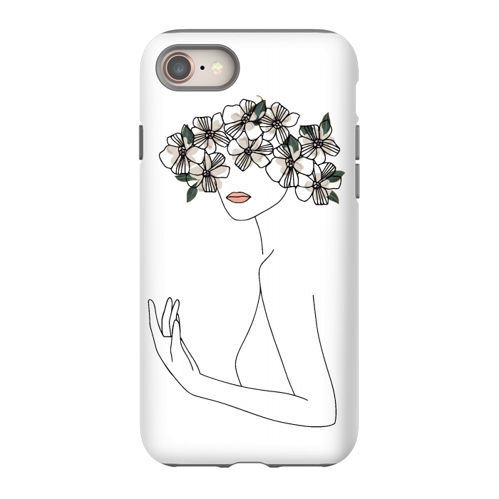 iPhone 8 StrongFit Lineart - Nymph Girl Floral by DaDo ART