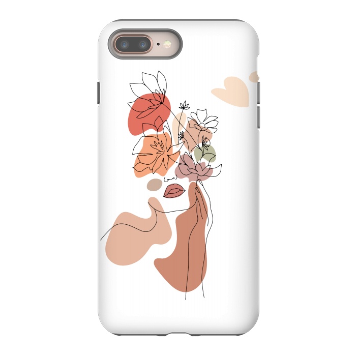 iPhone 8 plus StrongFit Lineart Girl With Flowers by DaDo ART