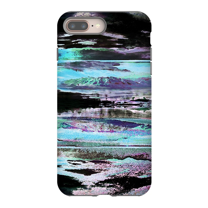 iPhone 8 plus StrongFit Stylised blue purple mountain landscape by Oana 