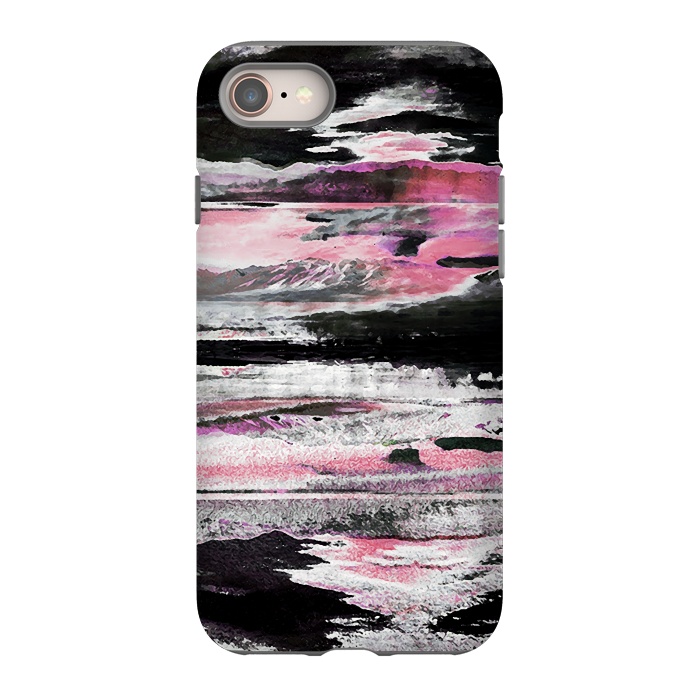 iPhone 8 StrongFit Faded pink mountain sunset landscape by Oana 