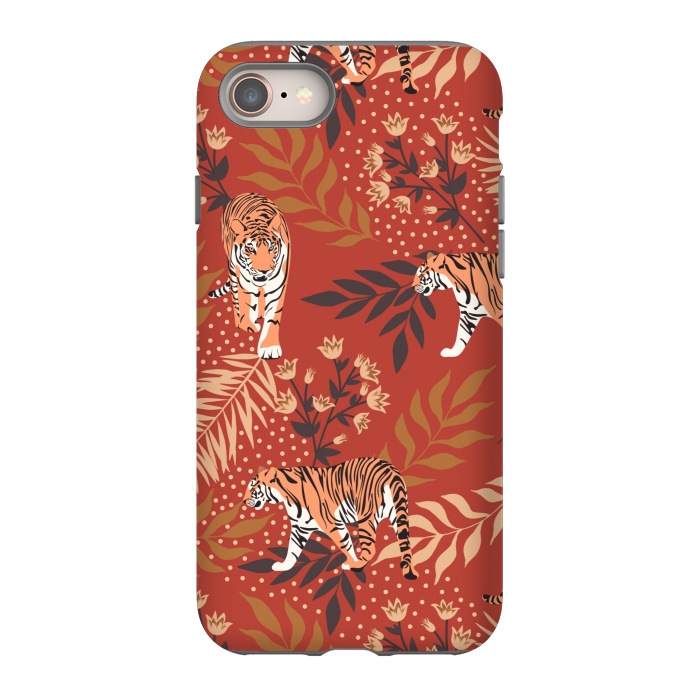 iPhone 8 StrongFit Tigers. Red pattern by Julia Badeeva