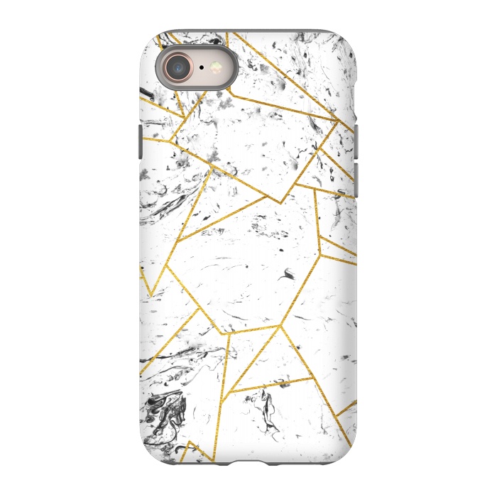 iPhone 8 StrongFit White marble and gold frame by Julia Badeeva