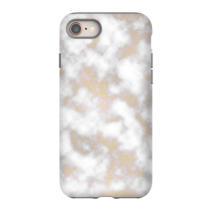 iPhone 8 StrongFit Gold and White Marble Texture by Julie Erin Designs