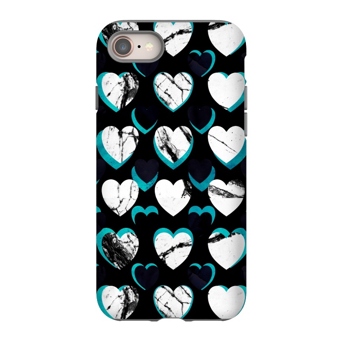 iPhone 8 StrongFit 3D marble hearts pattern by Oana 