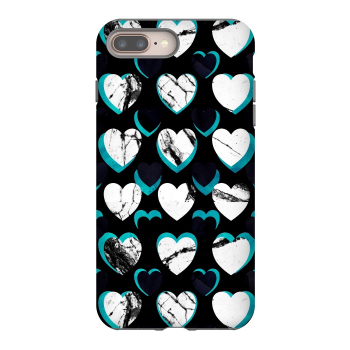 iPhone 8 plus StrongFit 3D marble hearts pattern by Oana 
