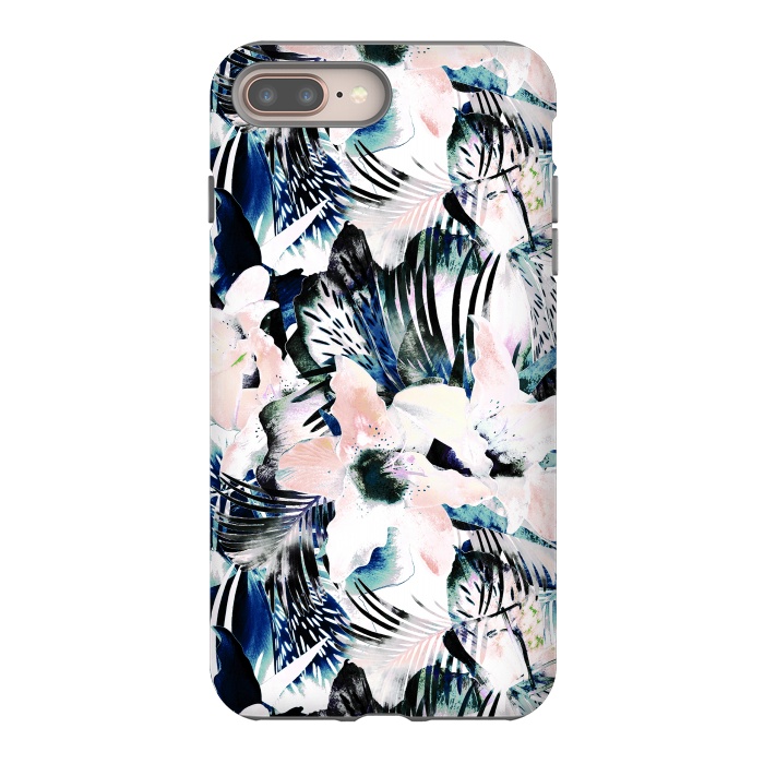iPhone 8 plus StrongFit Jungle leaves and flowers by Oana 