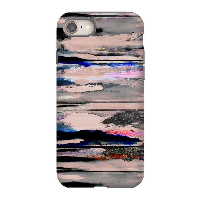 iPhone 8 StrongFit Mountain landscape brushed painted pattern by Oana 