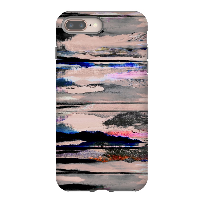 iPhone 8 plus StrongFit Mountain landscape brushed painted pattern by Oana 