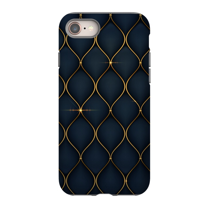 iPhone 8 StrongFit blue golden lines pattern 2 by MALLIKA