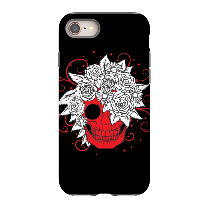 iPhone 8 StrongFit floral red skull smiling by MALLIKA