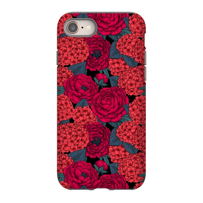 iPhone 8 StrongFit Peony and hydrangea in red by Katerina Kirilova