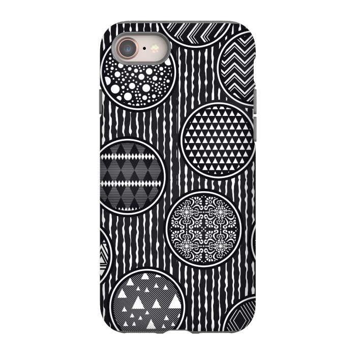 iPhone 8 StrongFit black and white circular pattern by MALLIKA