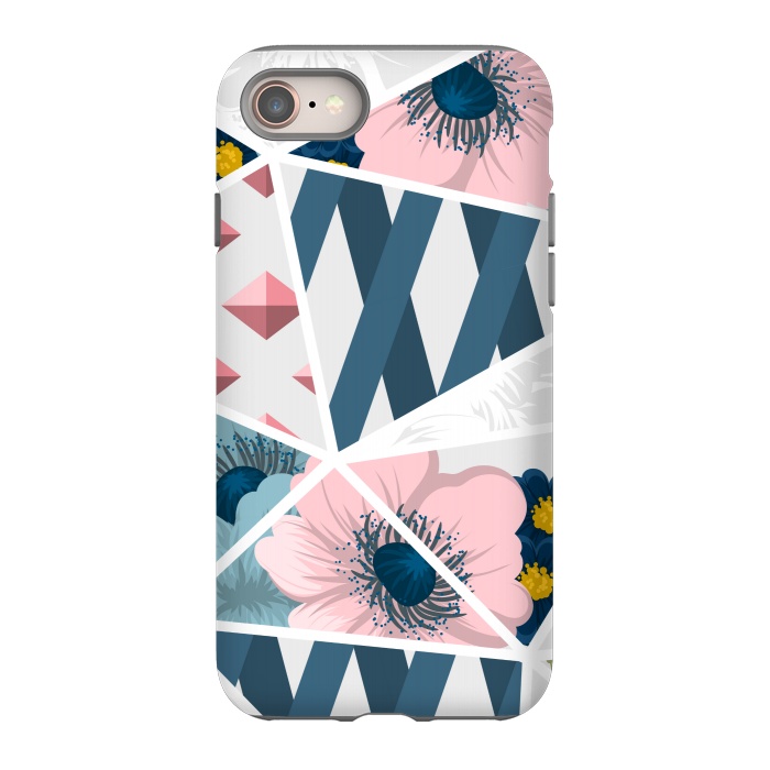 iPhone 8 StrongFit BLUE PINK FLORAL PATCHWORK by MALLIKA