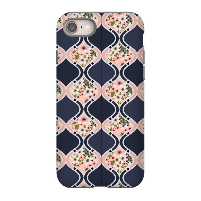 iPhone 8 StrongFit blue peach floral print by MALLIKA