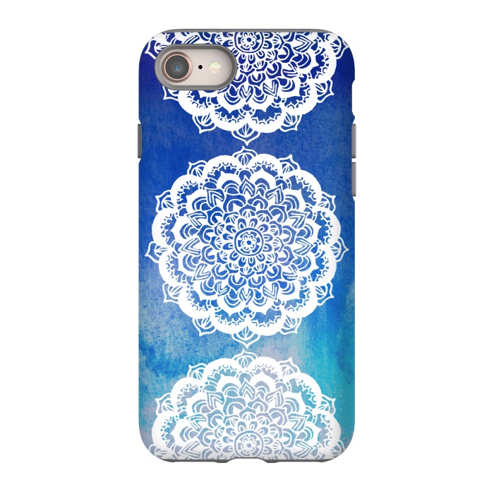 iPhone 8 StrongFit Intricate Mandala on Watercolor Blue by Tangerine-Tane