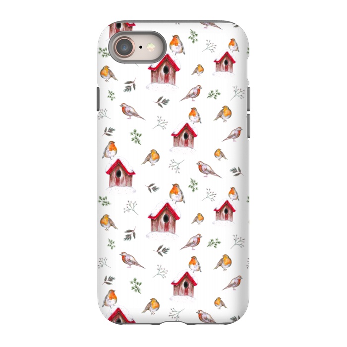 iPhone 8 StrongFit Cute Winter Robins by Negin Mf