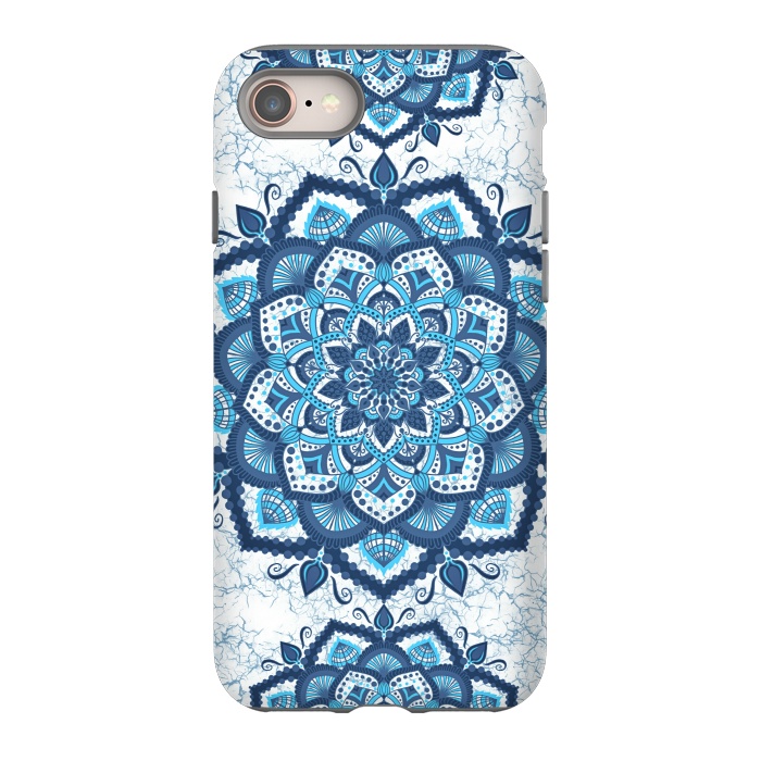 iPhone 8 StrongFit Blue white flower mandalas art by Jms